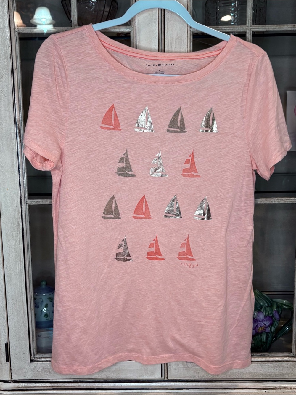 Tommy Hilfiger Coral Sailboat Graphic Tee